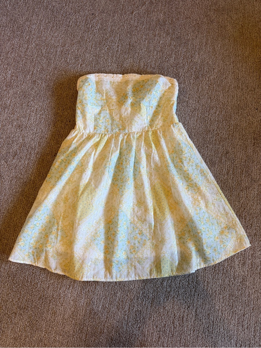 Altar'd State Strapless Yellow Floral Sundress